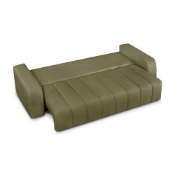 Canapé droit BELEM convertible tissu chenille vert kaki 3 places