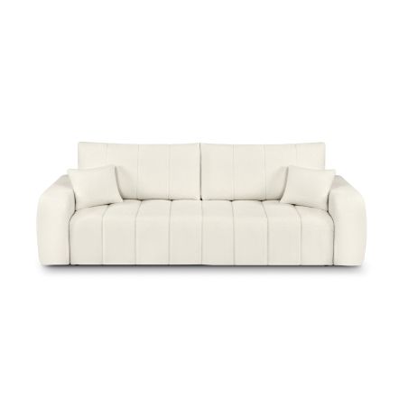 Canapé droit BELEM convertible tissu bouclette écru 3 places