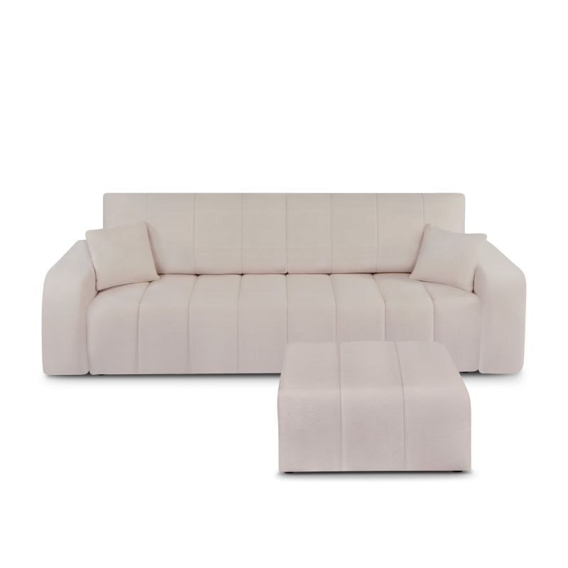 Pouf BELEM tissu chenille grège