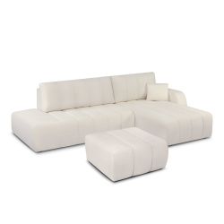 Pouf BELEM tissu chenille écru