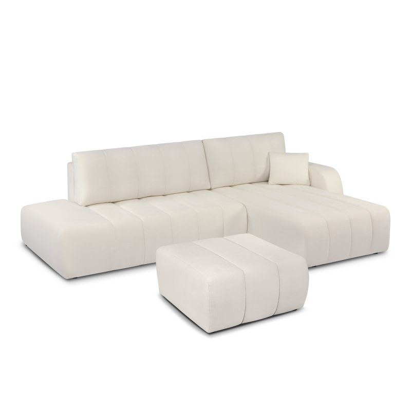 Pouf BELEM tissu chenille écru