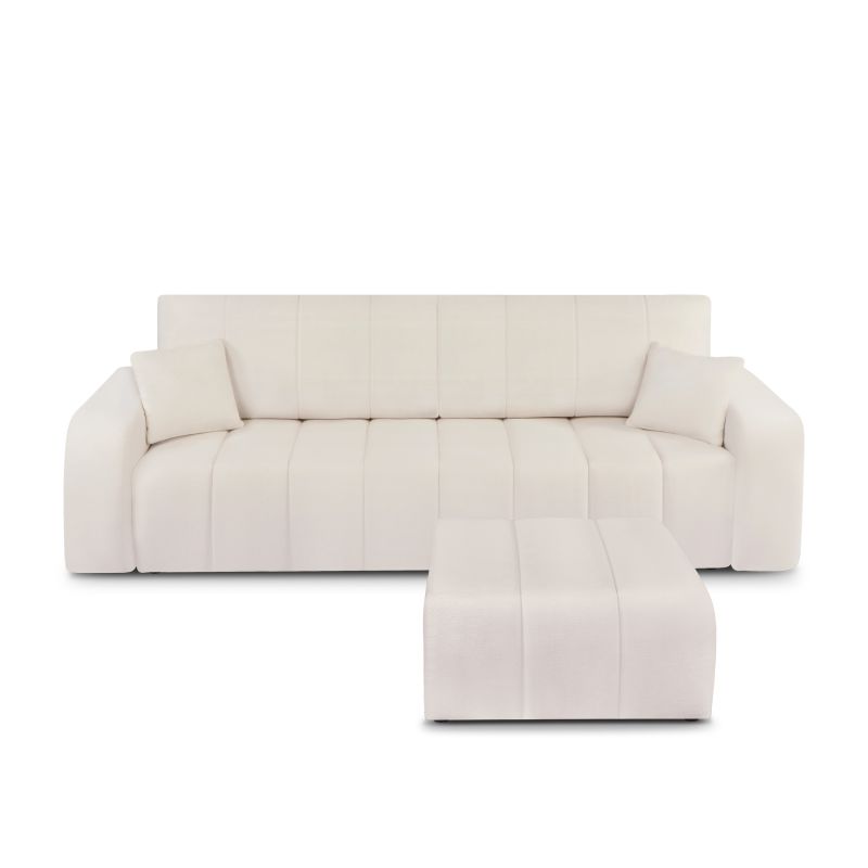 Pouf BELEM tissu chenille écru