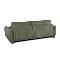 Canapé d'angle GLORIA convertible velours côtelé vert sauge 4 places