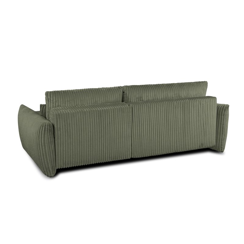 Canapé d'angle GLORIA convertible velours côtelé vert sauge 4 places