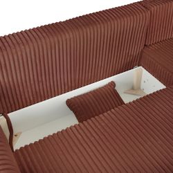Canapé d'angle convertible et réversible GLORIA 4 places velours côtelé terracotta