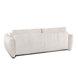 Canapé droit GLORIA convertible velours côtelé écru 3 places
