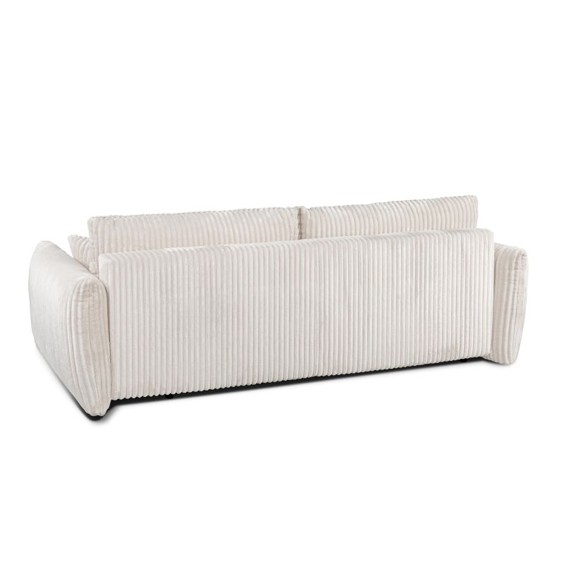 Canapé droit GLORIA convertible velours côtelé écru 3 places