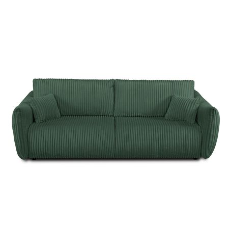 Canapé droit GLORIA convertible velours côtelé vert kaki 3 places