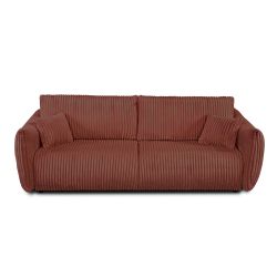 Canapé droit GLORIA convertible velours côtelé terracotta 3 places
