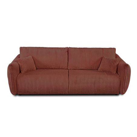 Canapé droit convertible GLORIA 3 places velours côtelé terracotta
