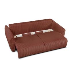 Canapé droit GLORIA convertible velours côtelé terracotta 3 places