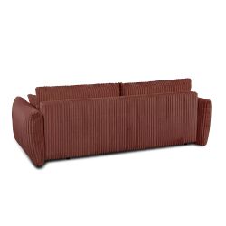 Canapé droit GLORIA convertible velours côtelé terracotta 3 places