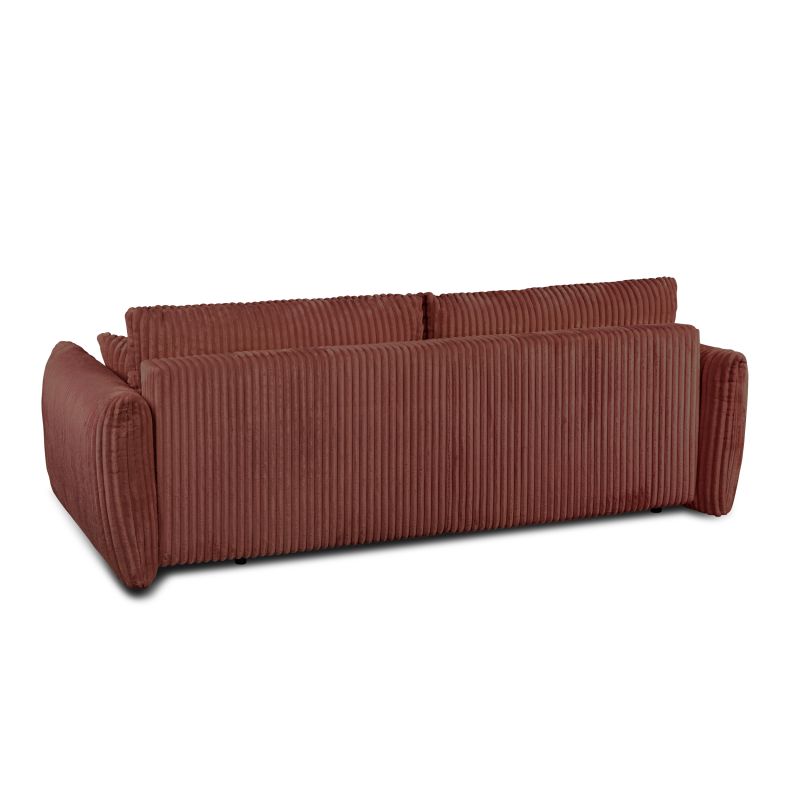 Canapé droit GLORIA convertible velours côtelé terracotta 3 places