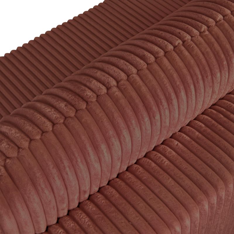 Canapé droit GLORIA convertible velours côtelé terracotta 3 places