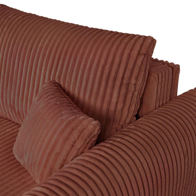 Canapé droit GLORIA convertible velours côtelé terracotta 3 places