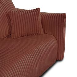 Canapé droit GLORIA convertible velours côtelé terracotta 3 places