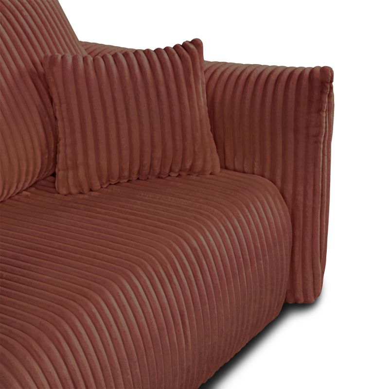 Canapé droit GLORIA convertible velours côtelé terracotta 3 places