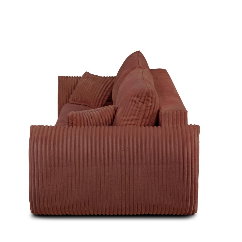 Canapé droit GLORIA convertible velours côtelé terracotta 3 places