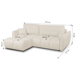 Canapé d'angle convertible et réversible COMO 4 places tissu chenille écru