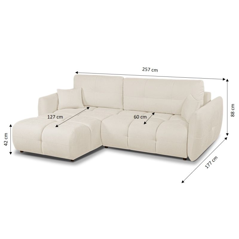 Canapé d'angle convertible et réversible COMO 4 places tissu chenille écru