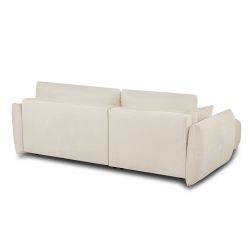 Canapé d'angle convertible et réversible COMO 4 places tissu chenille écru