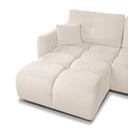Canapé d'angle convertible et réversible COMO 4 places tissu chenille écru