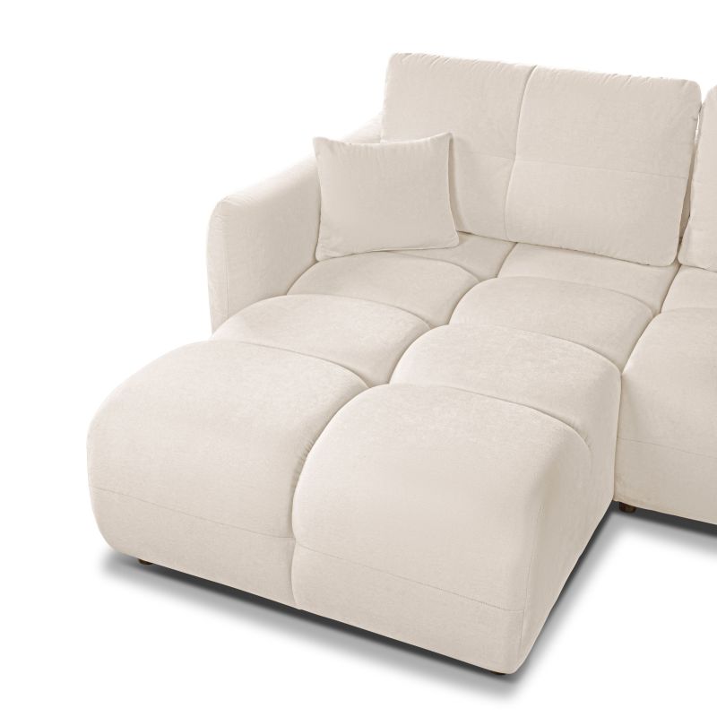 Canapé d'angle convertible et réversible COMO 4 places tissu chenille écru