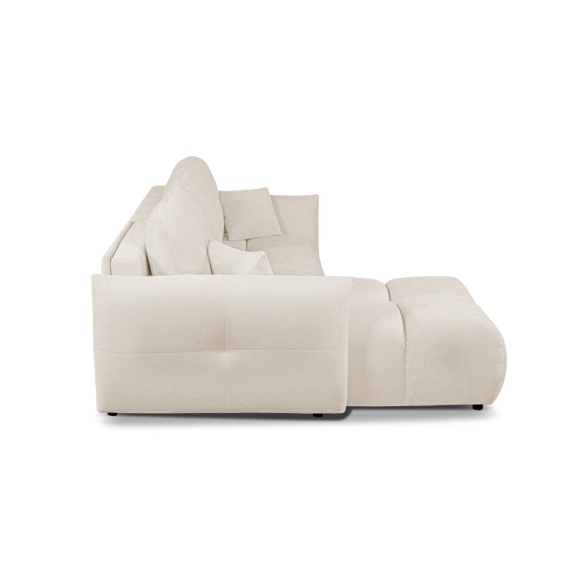 Canapé d'angle convertible et réversible COMO 4 places tissu chenille écru