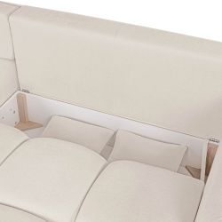 Canapé d'angle convertible et réversible COMO 4 places tissu chenille écru