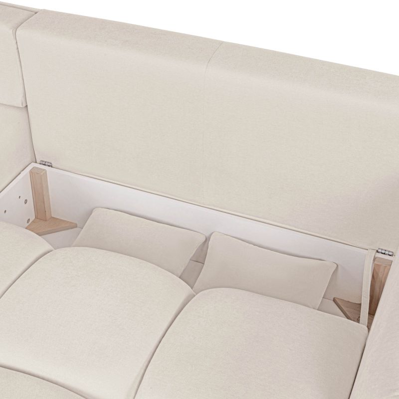 Canapé d'angle convertible et réversible COMO 4 places tissu chenille écru