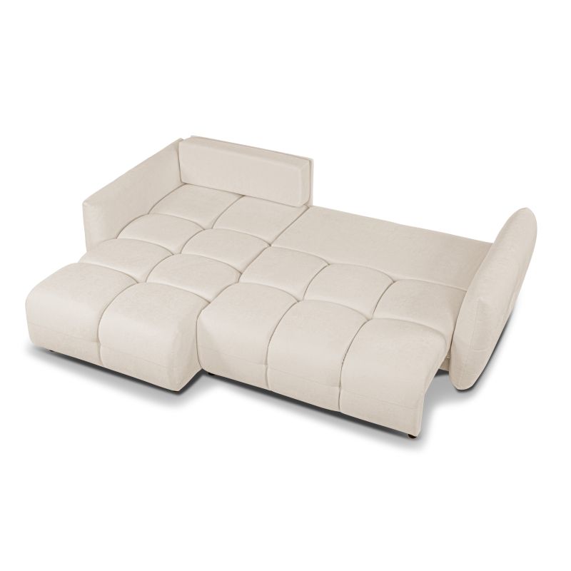 Canapé d'angle convertible et réversible COMO 4 places tissu chenille écru
