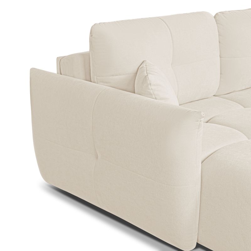 Canapé d'angle convertible et réversible COMO 4 places tissu chenille écru