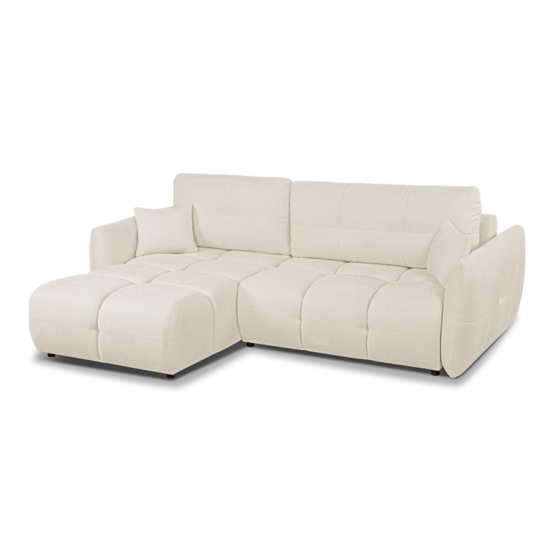 Canapé d'angle convertible et réversible COMO 4 places tissu chenille écru