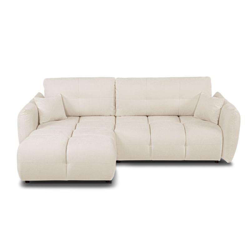 Canapé d'angle convertible et réversible COMO 4 places tissu chenille écru