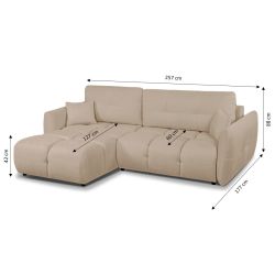 Canapé d'angle convertible et réversible COMO 4 places tissu chenille grège