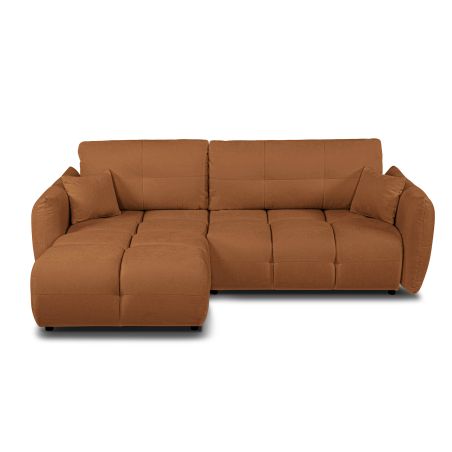Canapé d'angle COMO convertible tissu chenille cognac 4 places