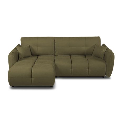 Canapé d'angle COMO convertible tissu chenille vert kaki 4 places