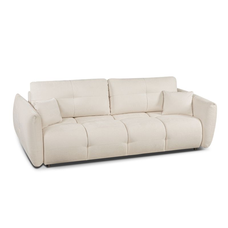 Canapé droit convertible COMO 3 places tissu chenille écru