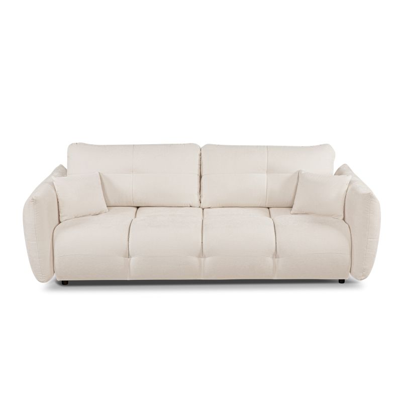 Canapé droit convertible COMO 3 places tissu chenille écru