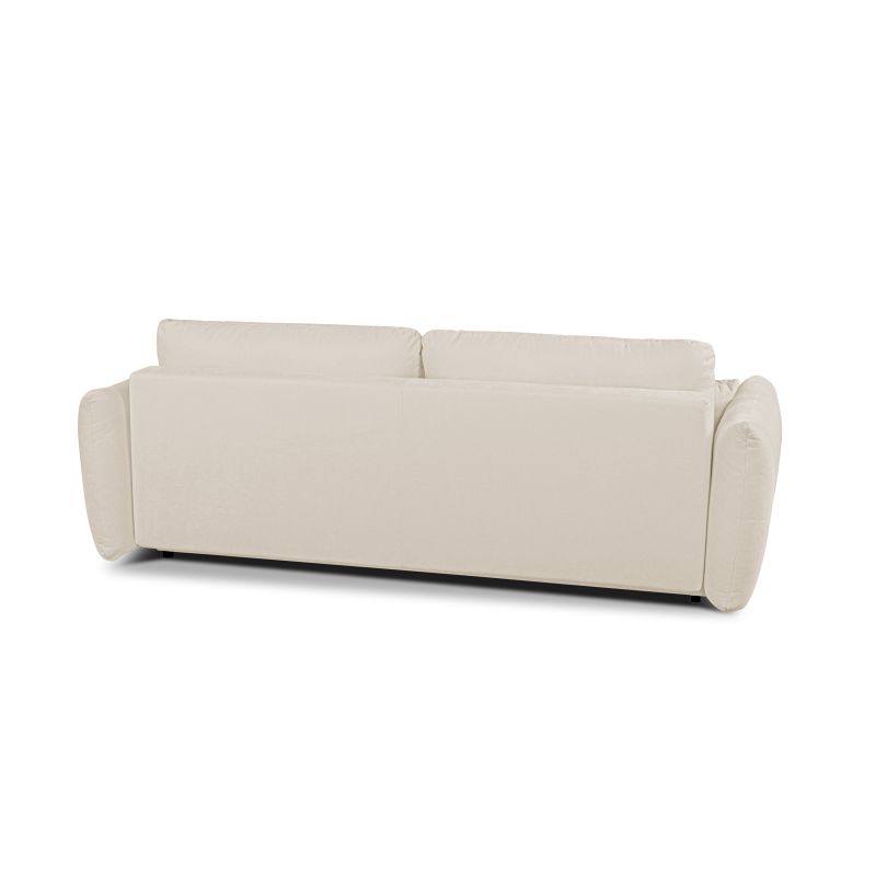 Canapé droit convertible COMO 3 places tissu chenille écru