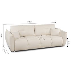 Canapé droit convertible COMO 3 places tissu chenille écru