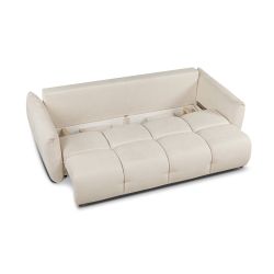 Canapé droit convertible COMO 3 places tissu chenille écru