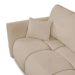 Canapé droit COMO convertible tissu chenille grège 3 places