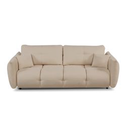 Canapé droit COMO convertible tissu chenille grège 3 places