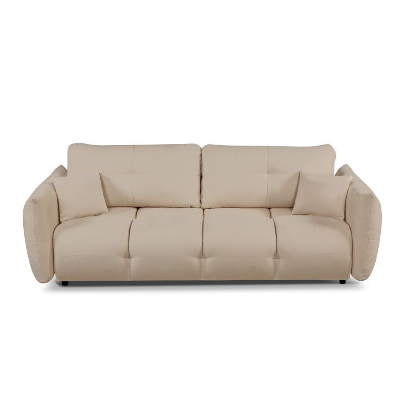 Canapé droit COMO convertible tissu chenille grège 3 places