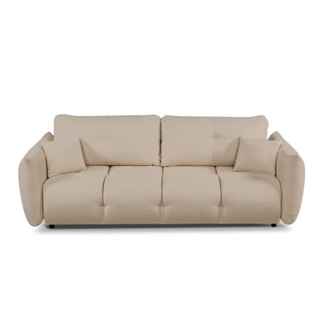 Canapé droit convertible COMO 3 places tissu chenille grège