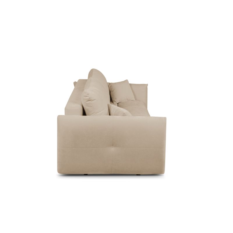 Canapé droit COMO convertible tissu chenille grège 3 places