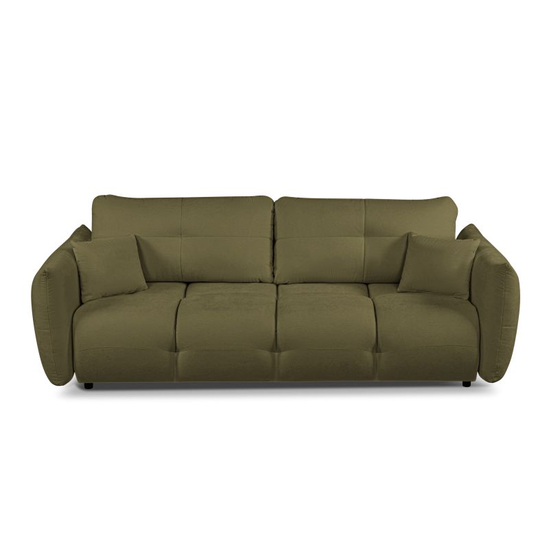 Canapé droit convertible COMO 3 places tissu chenille vert kaki
