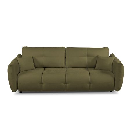 Canapé droit convertible COMO 3 places tissu chenille vert kaki