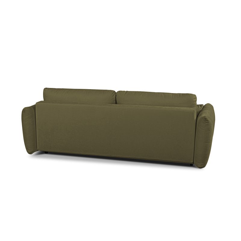 Canapé droit convertible COMO 3 places tissu chenille vert kaki